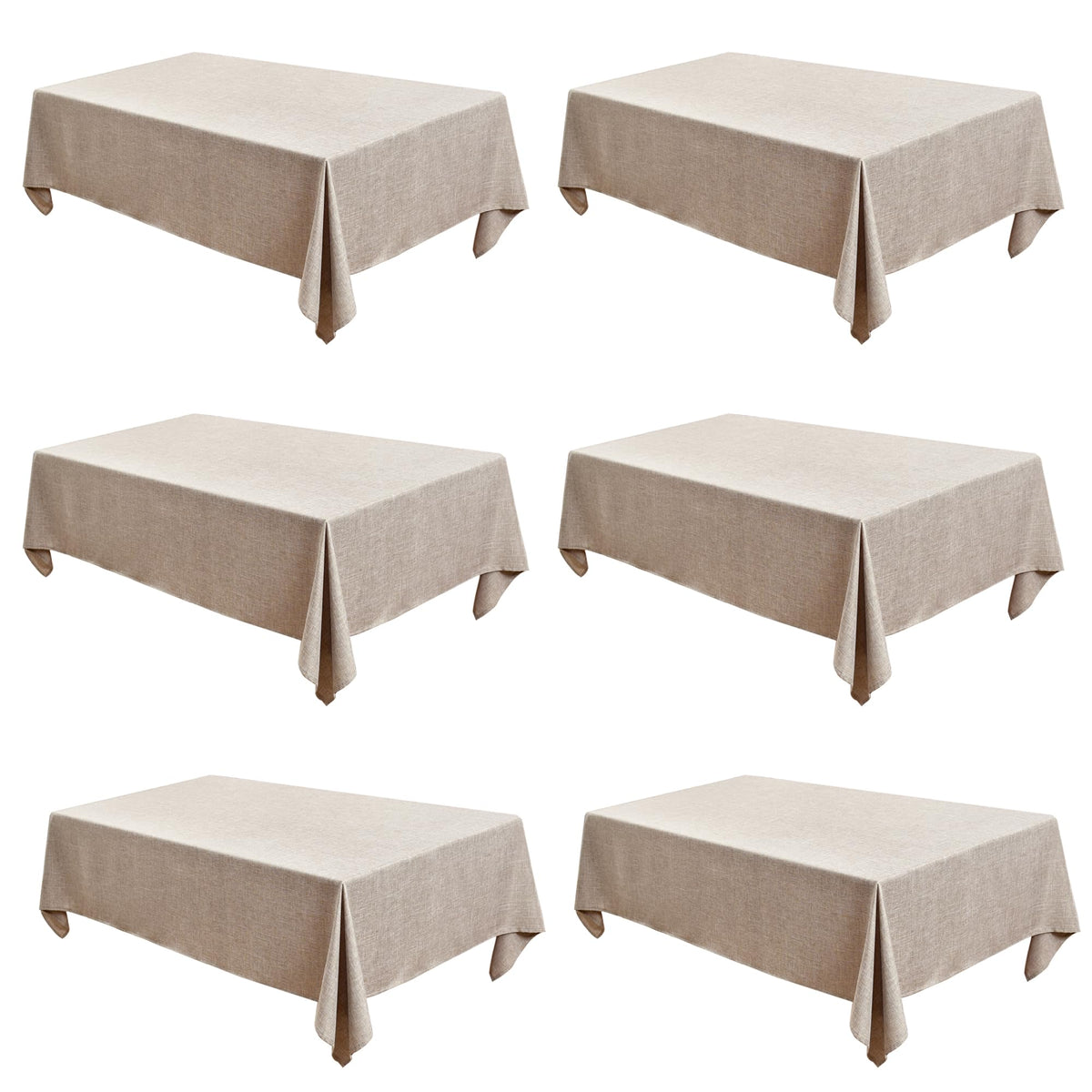 Fitable 2 Pack Beige Faux Linen Tablecloths Rectangle 60x102 Inch