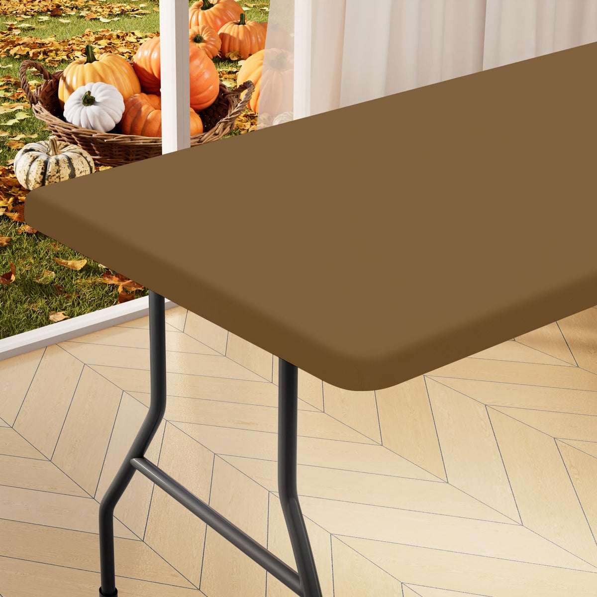 homing Rectangle Table Cloth Cover 6 Foot Black Elastic Fitted Tablecloth