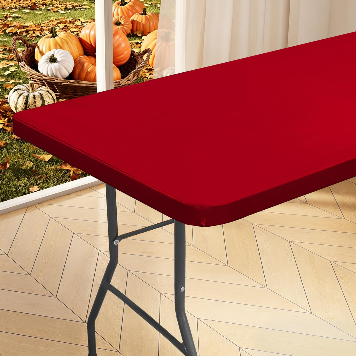 homing Rectangle Table Cloth Cover 6 Foot Black Elastic Fitted Tablecloth