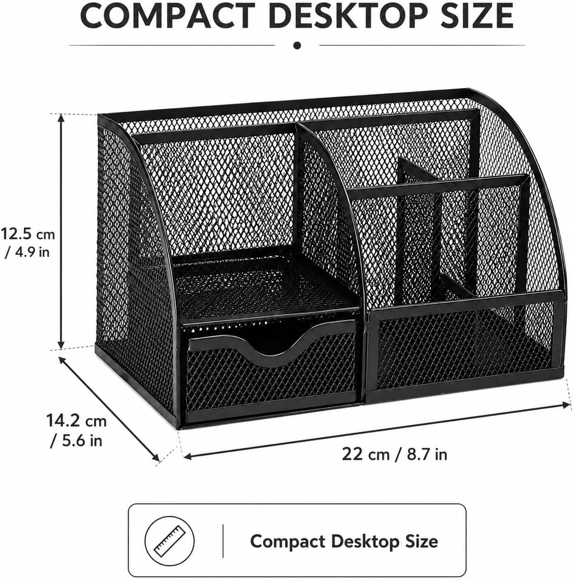 Exerz Desk Organizer 7 Compartment Pencil Holder Office Tidy Caddy Black