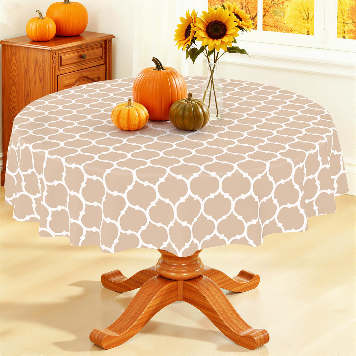 Smiry Rectangle Table Cloth, Flannel Backed Vinyl Tablecloth, 60"x84"