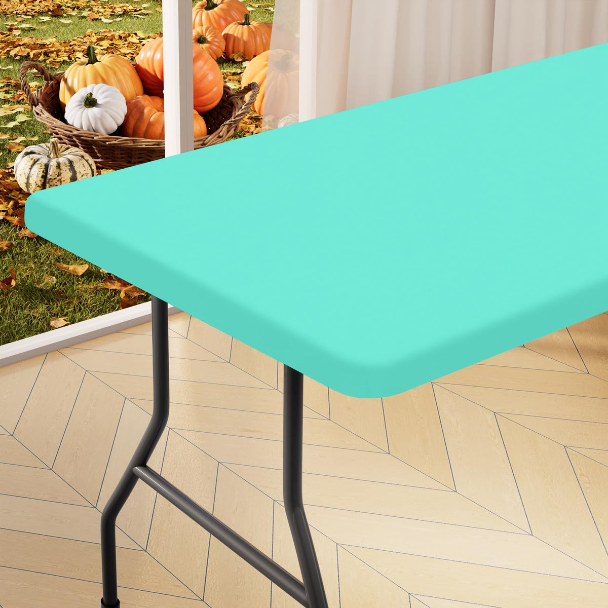 homing Rectangle Table Cloth Cover 6 Foot Black Elastic Fitted Tablecloth