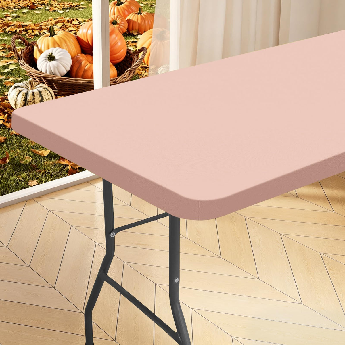 homing Rectangle Table Cloth Cover 6 Foot Black Elastic Fitted Tablecloth