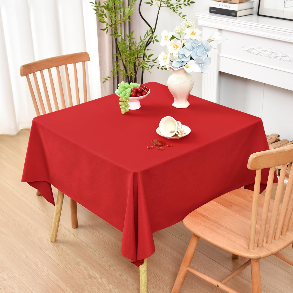 Wolkemer Oval Tablecloth 60 x 84 Inches Faux Linen Water Resistant