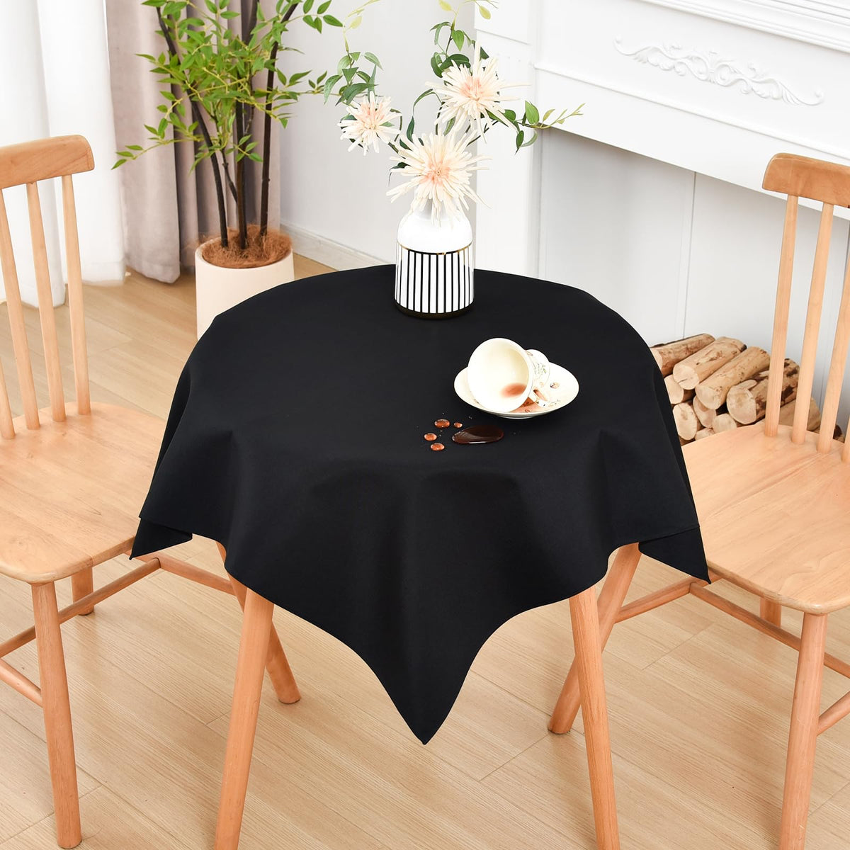 Wolkemer Oval Tablecloth 60 x 84 Inches Faux Linen Water Resistant