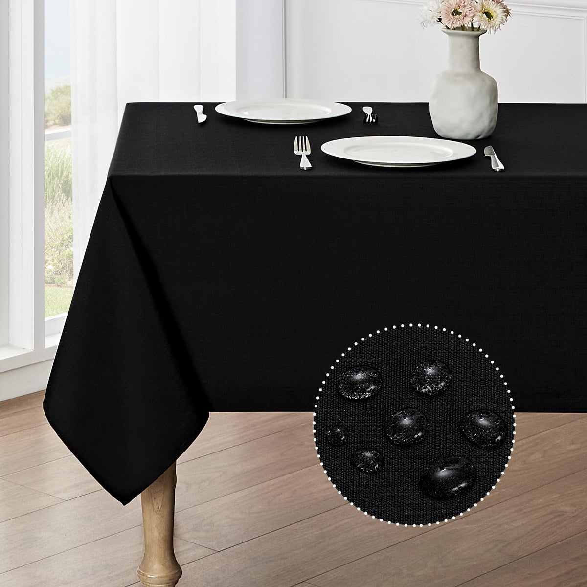 Veblandy Faux Linen Rectangle Tablecloth Waterproof 52x70 inch Table Cloth Stain and Wrinkle Resistant Washable, Decorative Fabric Table Cover for Dining, Kitchen, Wedding and Parties, Coffee