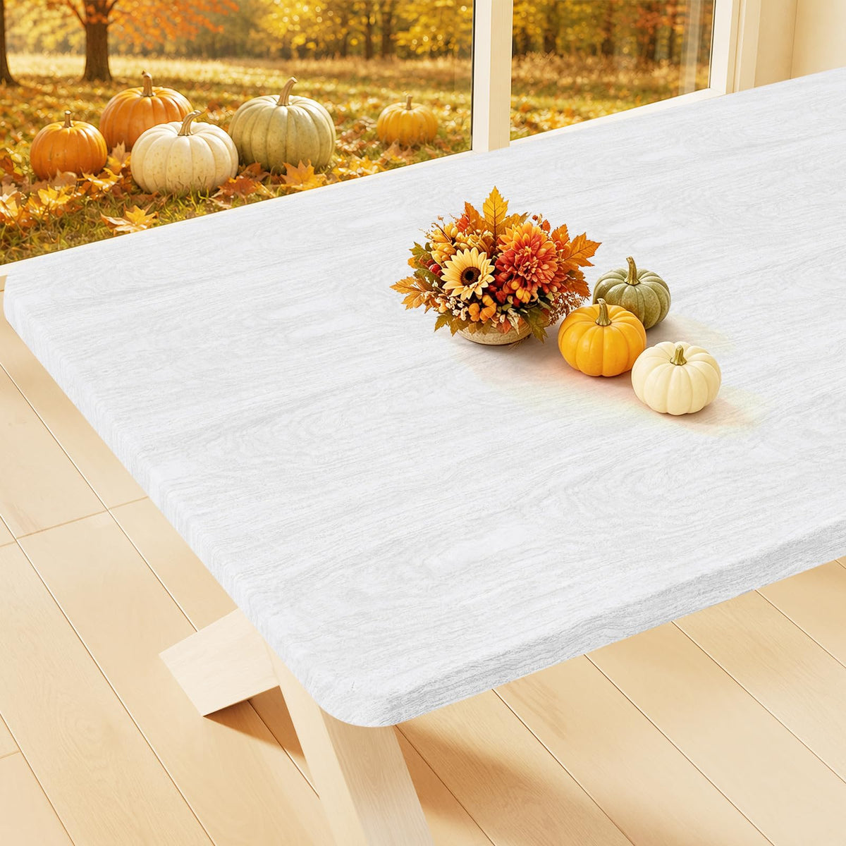 Smiry Rectangle Table Cloth, Waterproof Plastic Table Cover for 6FT Tables