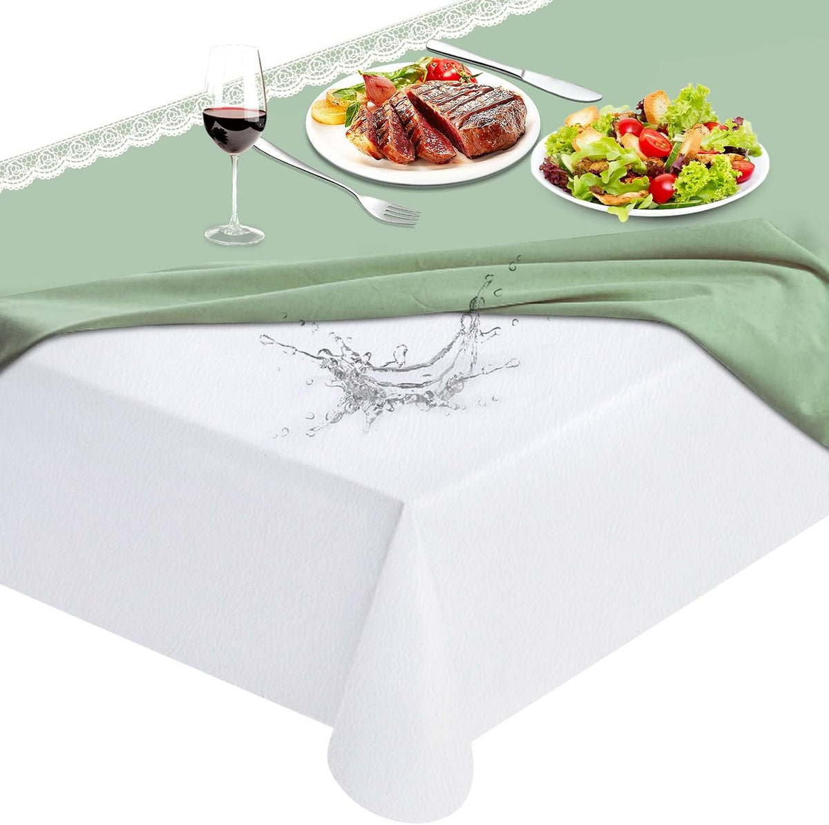 Table Protector Pad with Flannel Backing, Heavy-Duty Vinyl Table Padding Under Tablecloth, Waterproof, Heat Resistant, 72 x 54 inches, Rectangular