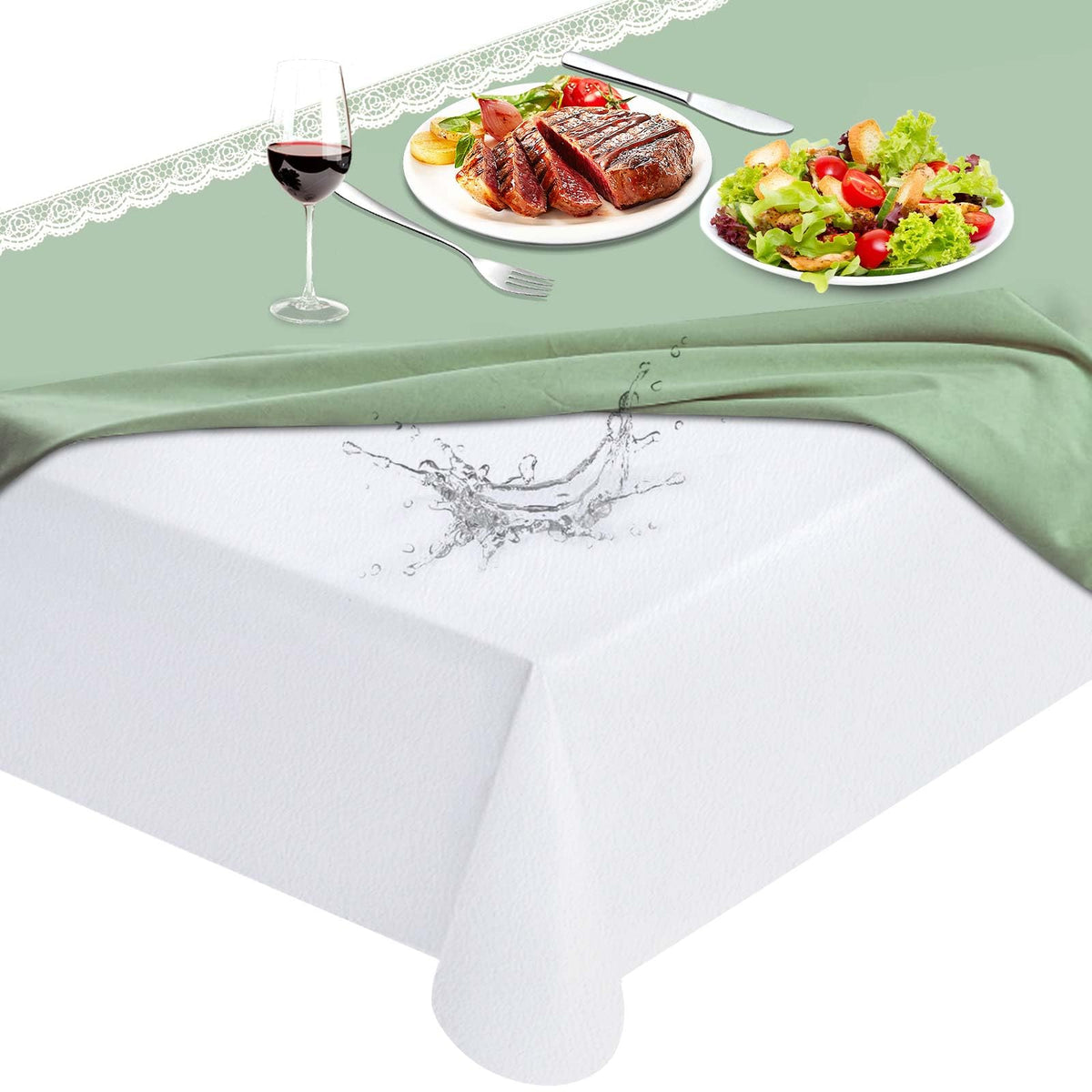 Table Protector Pad with Flannel Backing, Heavy-Duty Vinyl Table Padding Under Tablecloth, Waterproof, Heat Resistant, 72 x 54 inches, Rectangular