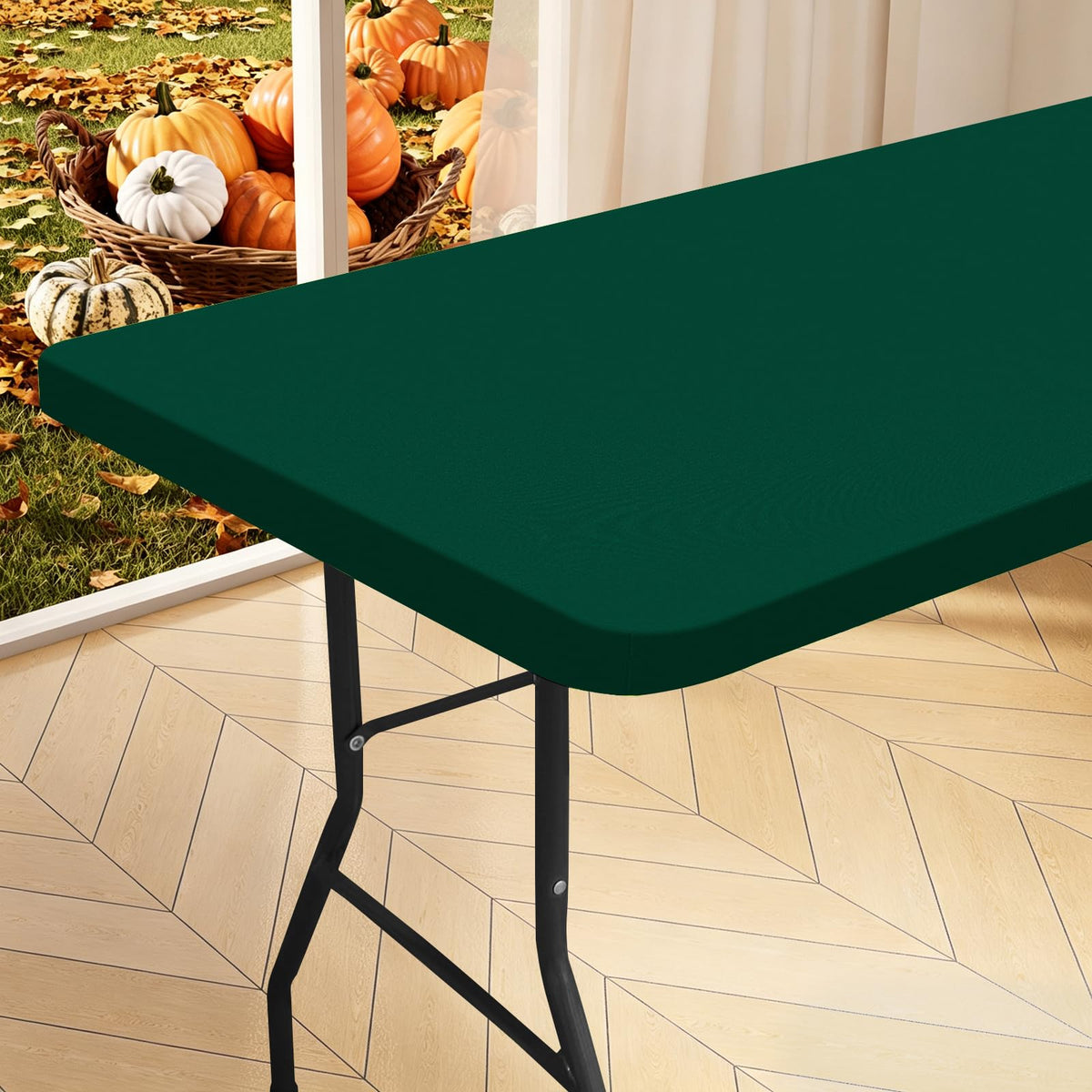 homing Rectangle Table Cloth Cover 6 Foot Black Elastic Fitted Tablecloth