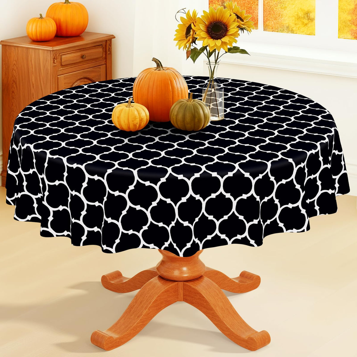 Smiry Rectangle Table Cloth, Flannel Backed Vinyl Tablecloth, 60"x84"