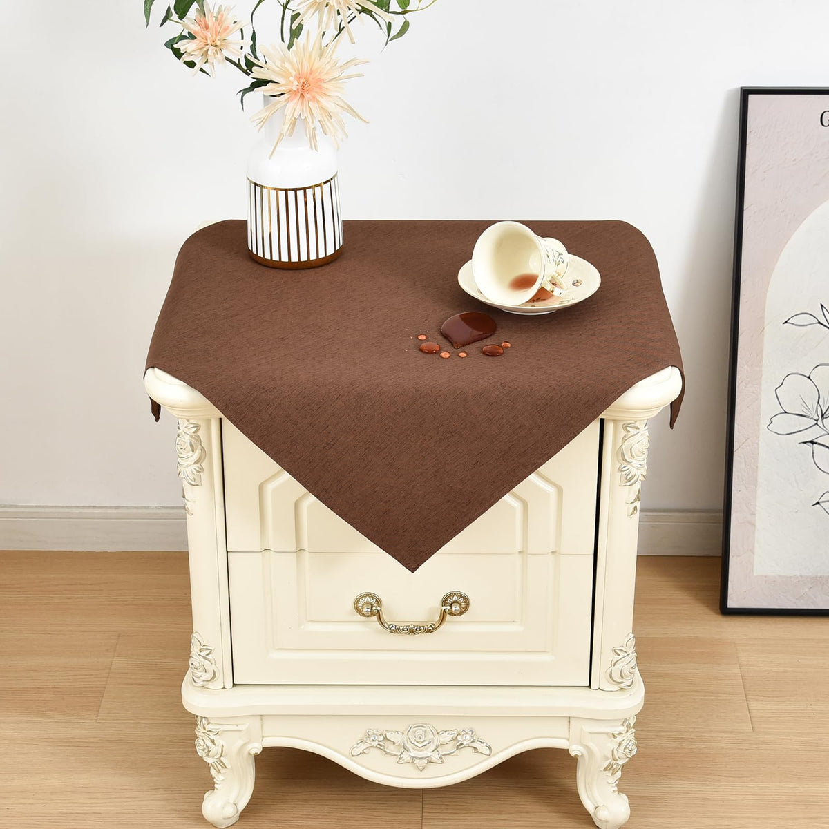 Wolkemer Oval Tablecloth 60 x 84 Inches Faux Linen Water Resistant