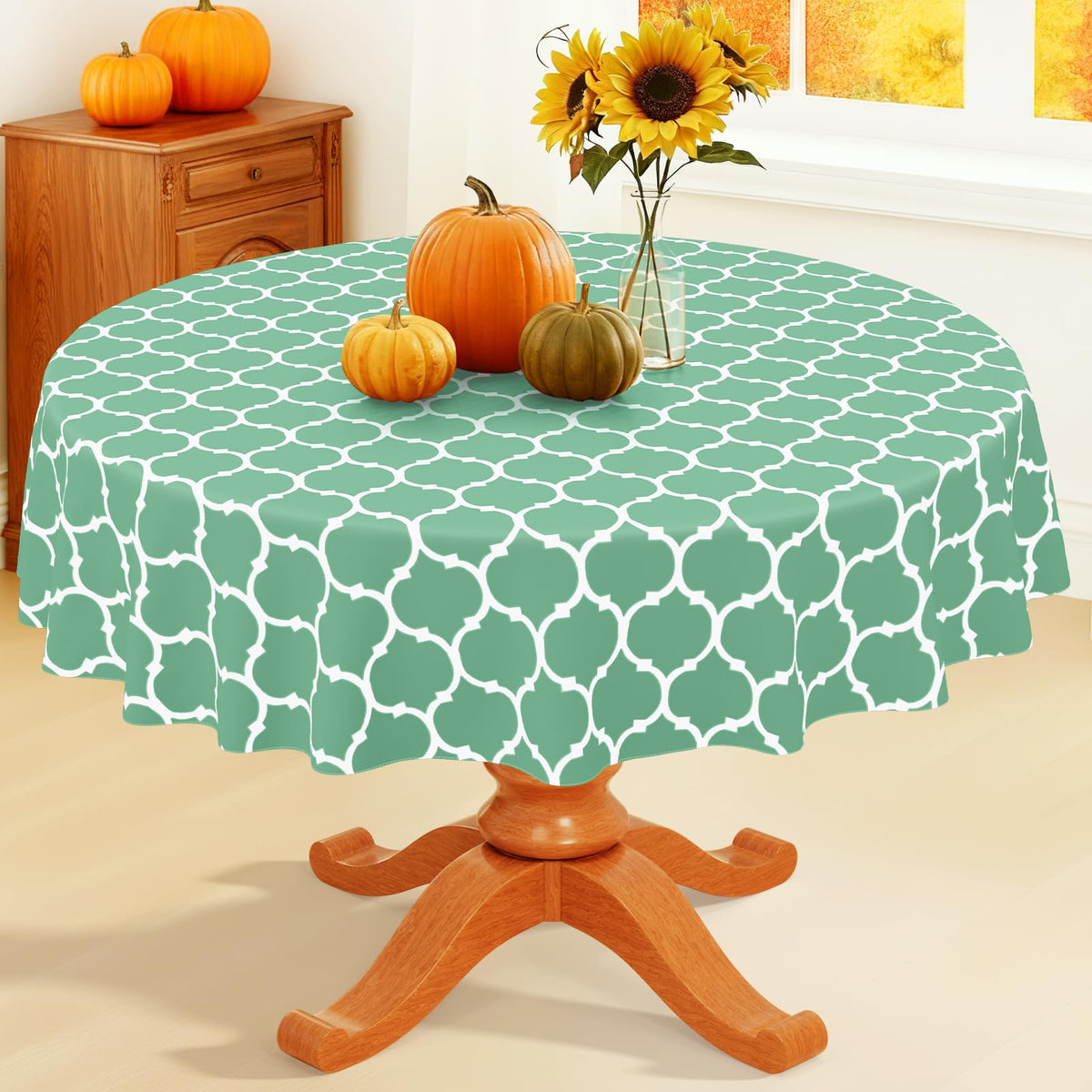 Smiry Rectangle Table Cloth, Flannel Backed Vinyl Tablecloth, 60"x84"