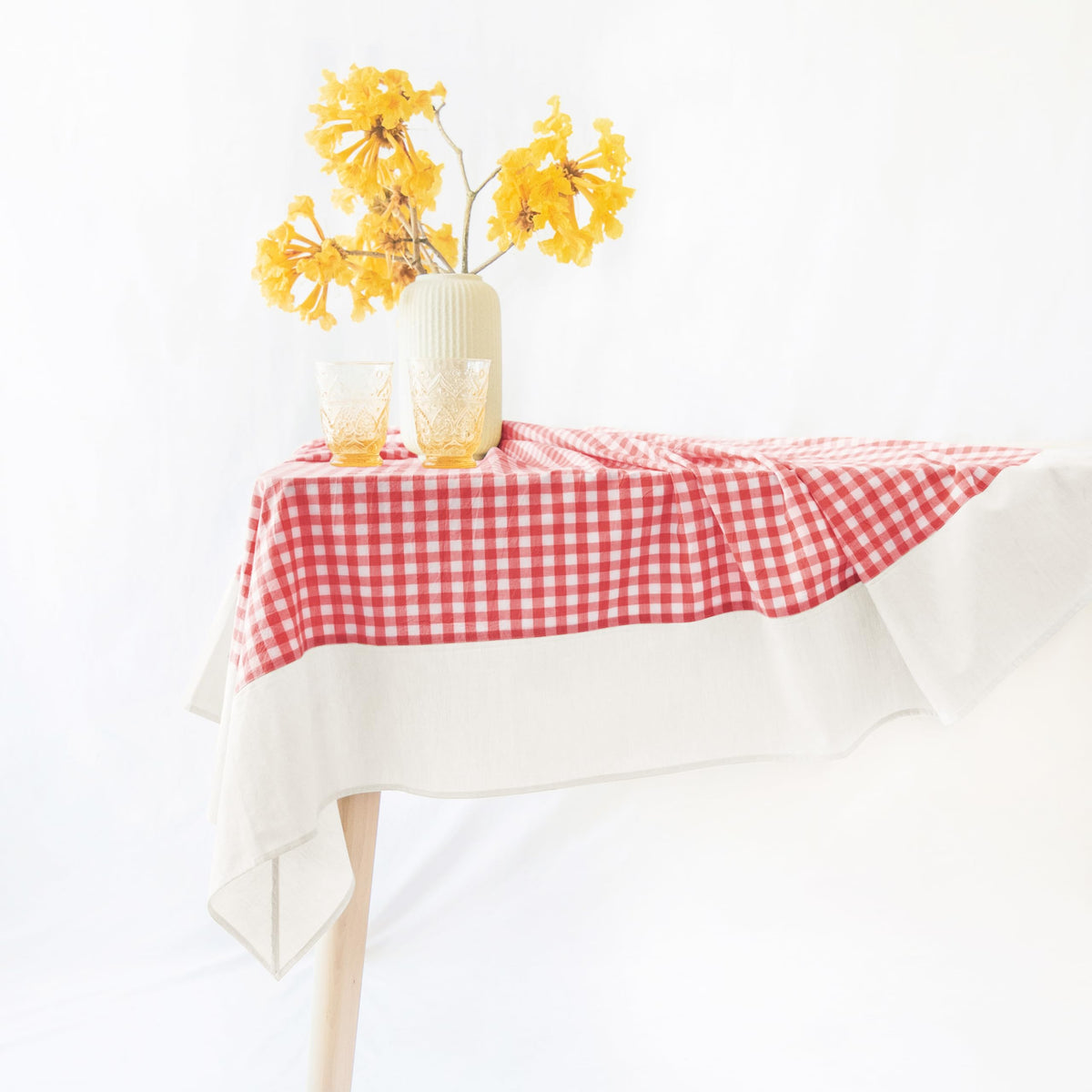 MONDAY MOOSE Ruffle Farmhouse Rustic Rectangle Natural Stonewashed Cotton Tablecloth for Kitchen, Dining Room, Restaurant (60x86 inch, Teal Green)