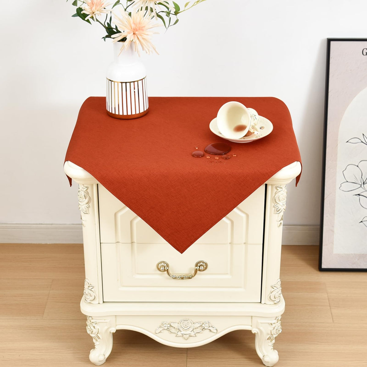 Wolkemer Oval Tablecloth 60 x 84 Inches Faux Linen Water Resistant