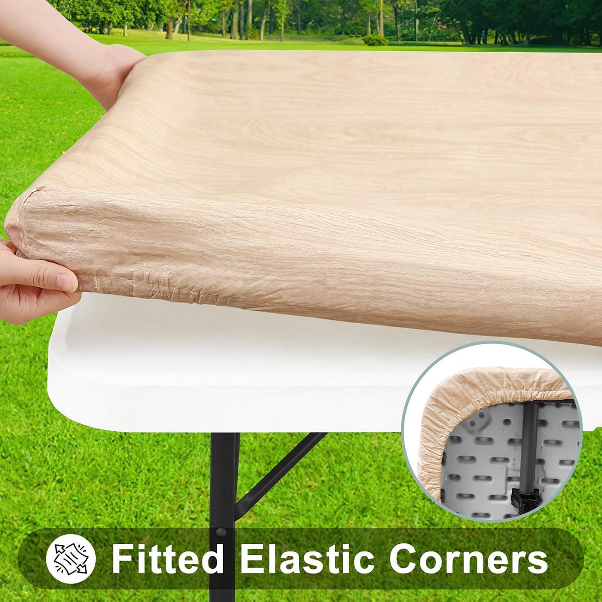 Smiry Rectangle Table Cloth, Waterproof Plastic Table Cover for 6FT Tables