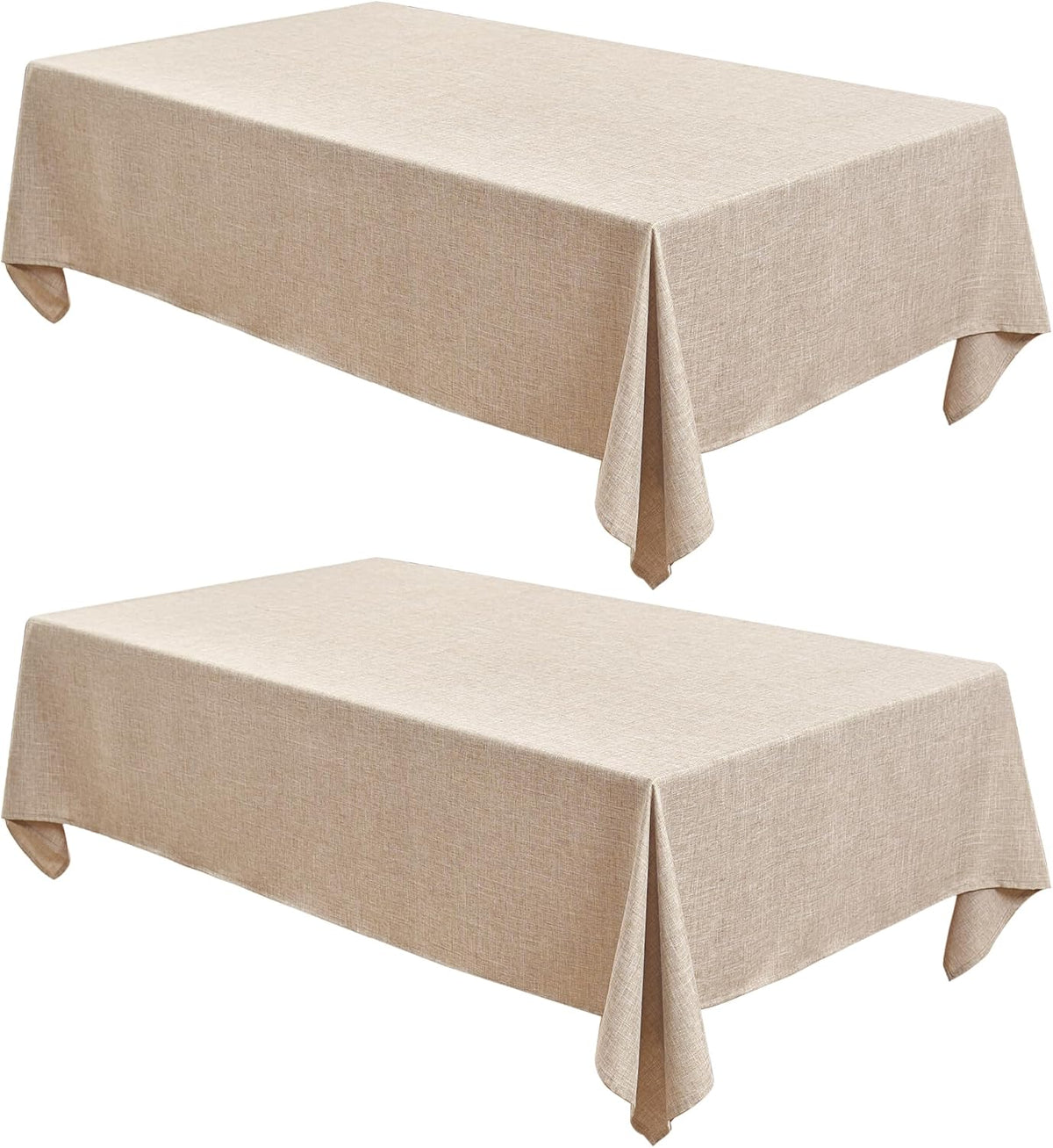 Fitable 2 Pack Beige Faux Linen Tablecloths Rectangle 60x102 Inch
