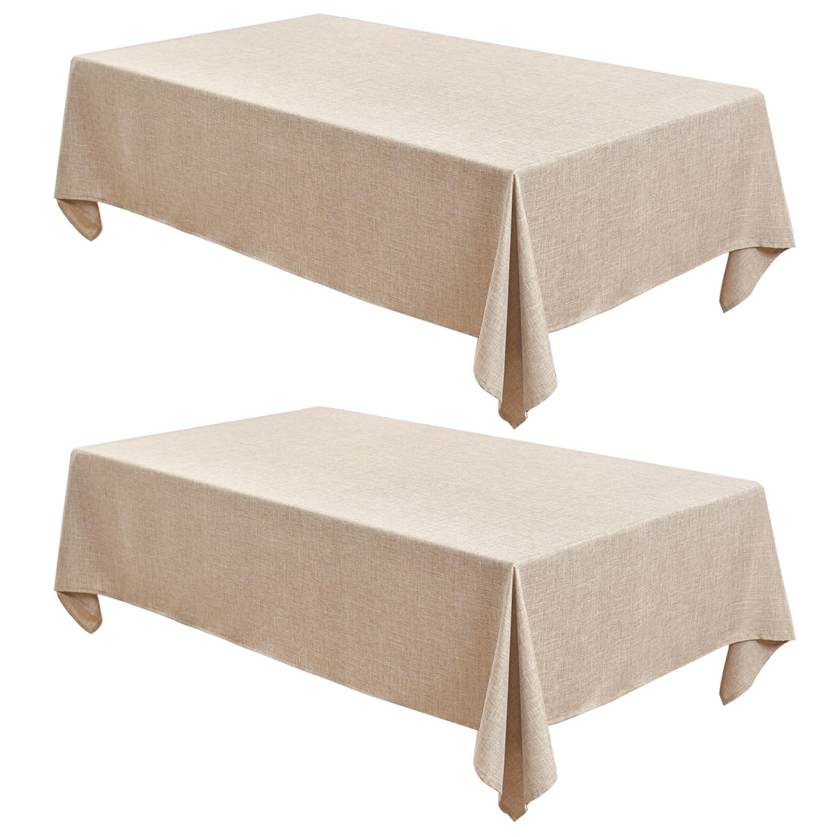 Fitable 2 Pack Beige Faux Linen Tablecloths Rectangle 60x102 Inch