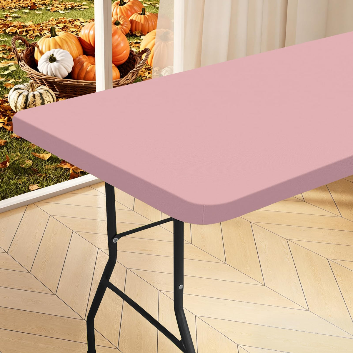 homing Rectangle Table Cloth Cover 6 Foot Black Elastic Fitted Tablecloth