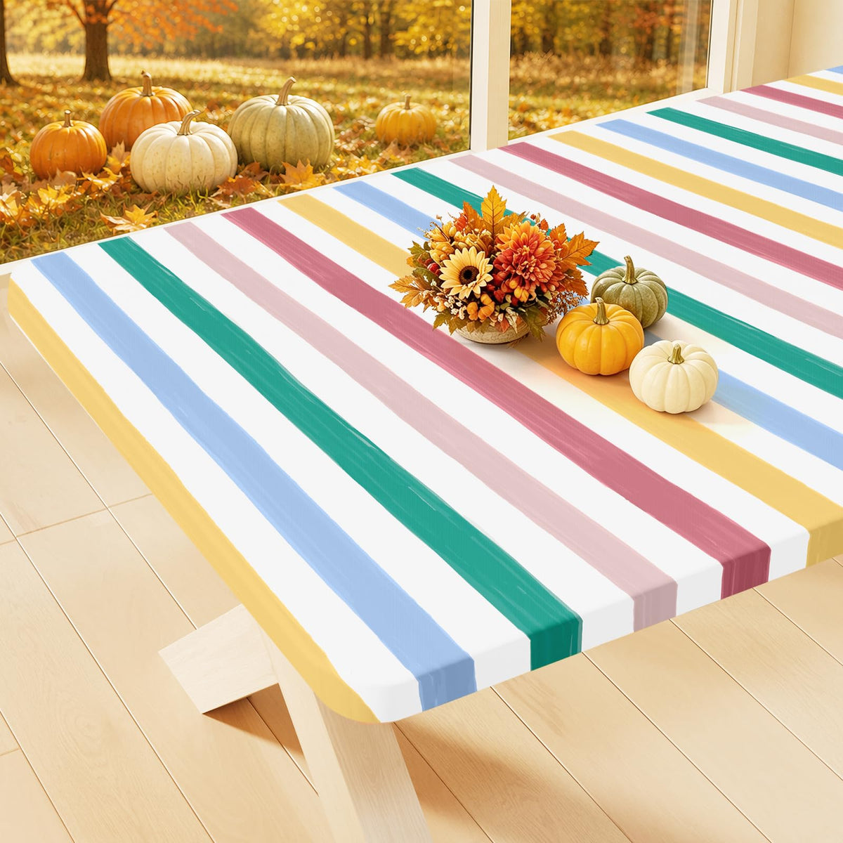 Smiry Rectangle Table Cloth, Waterproof Plastic Table Cover for 6FT Tables