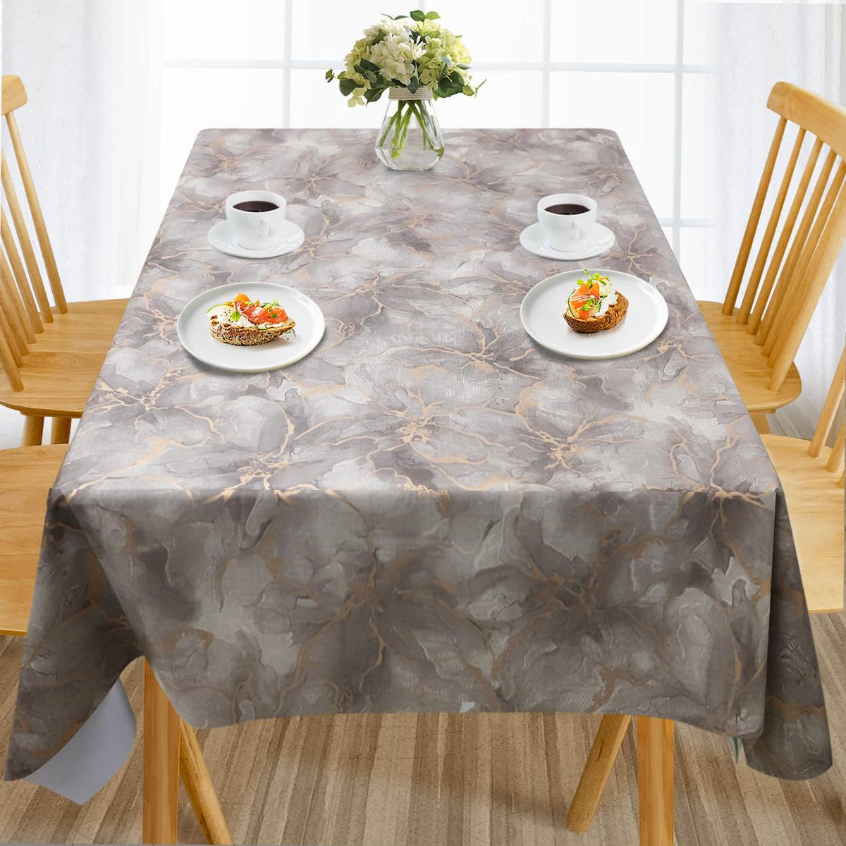 AIRCOWRIE Waterproof Rectangle Vinyl Tablecloths 108x54 Inch