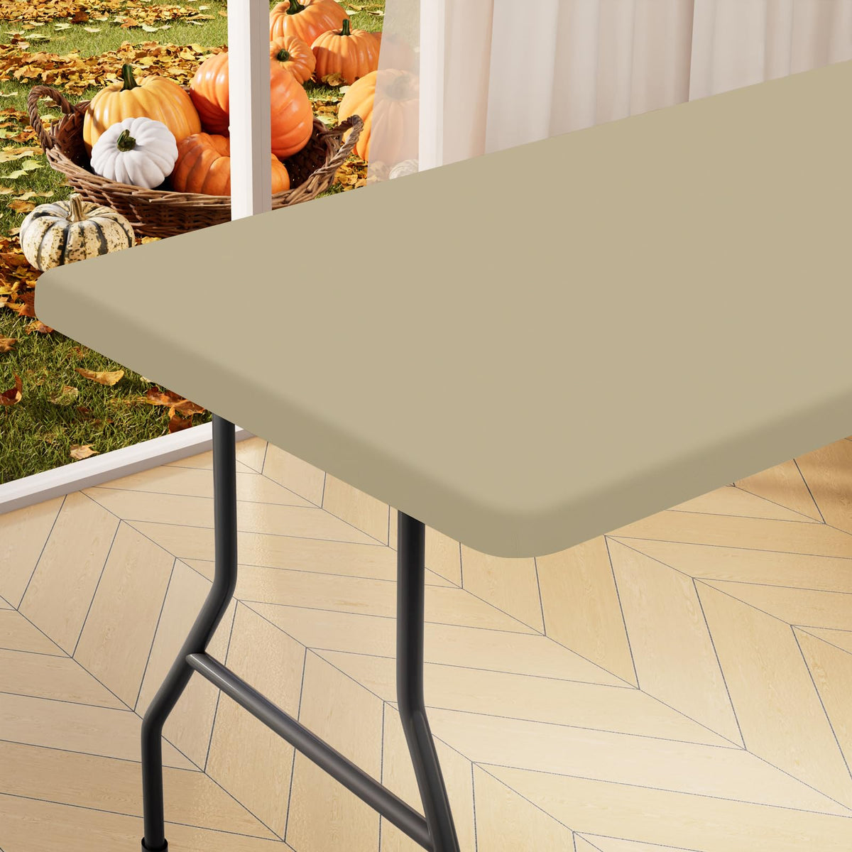 homing Rectangle Table Cloth Cover 6 Foot Black Elastic Fitted Tablecloth