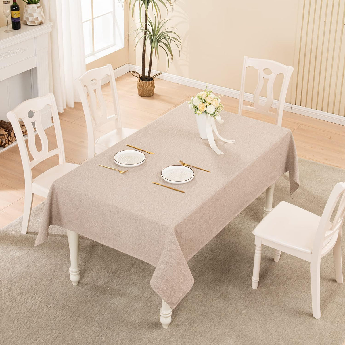 BALCONY & FALCON Rectangle Table Cloth Waterproof Beige 118"x57"