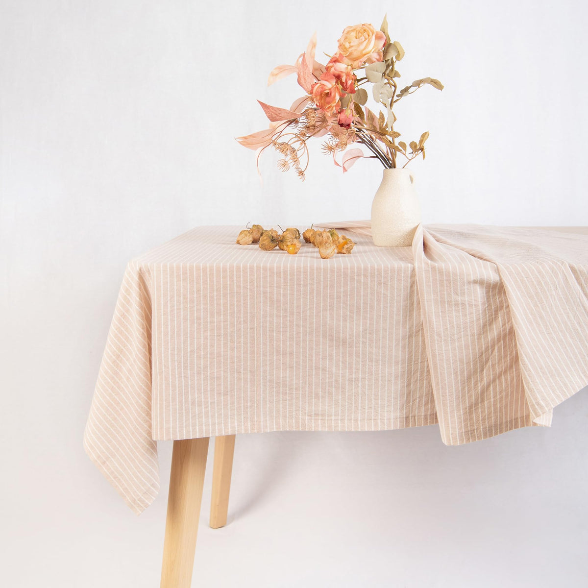 MONDAY MOOSE Ruffle Farmhouse Rustic Rectangle Natural Stonewashed Cotton Tablecloth for Kitchen, Dining Room, Restaurant (60x86 inch, Teal Green)