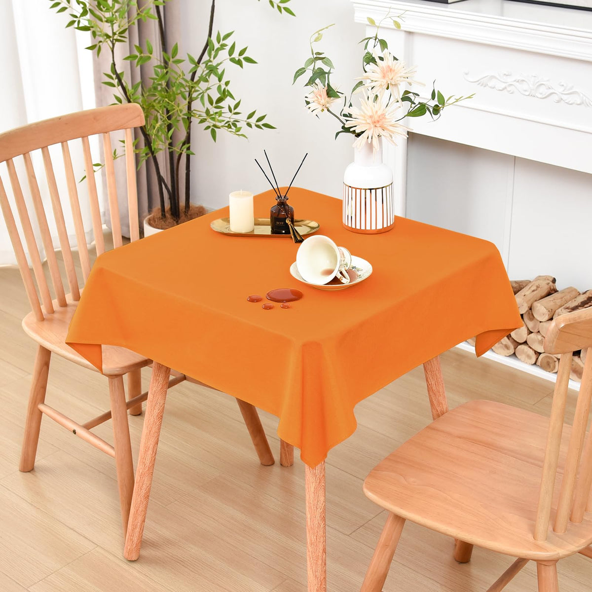 Wolkemer Oval Tablecloth 60 x 84 Inches Faux Linen Water Resistant