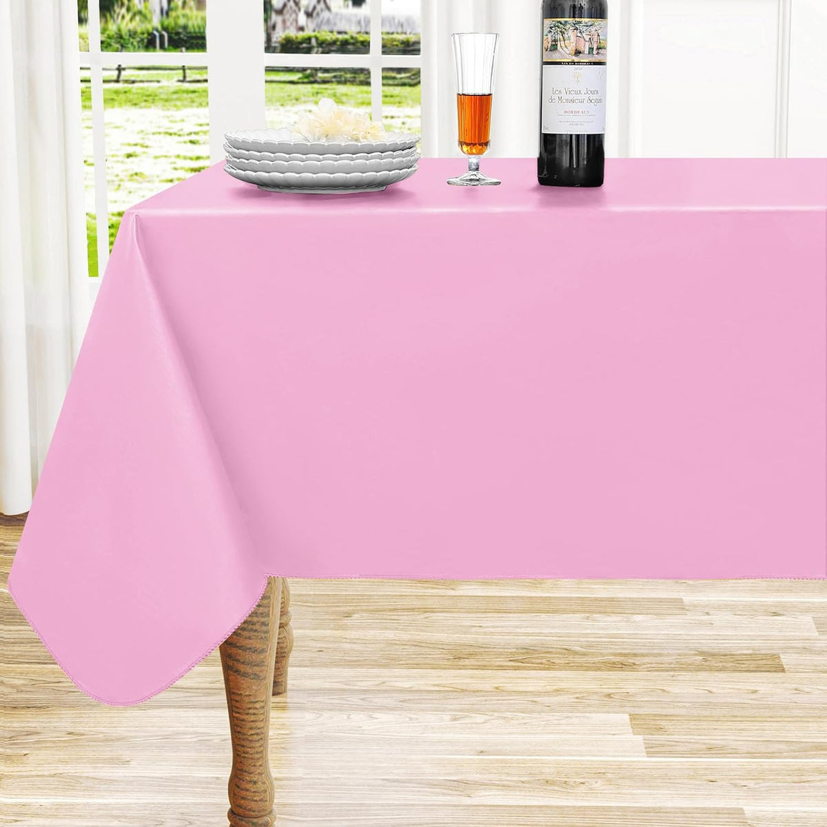 homing Rectangle Black Vinyl Waterproof Tablecloth with Flannel Backed