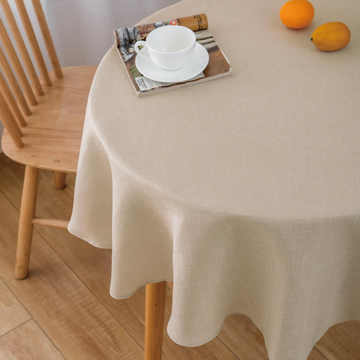 NLMUVW Burlap Linen Tablecloth 6ft, Tan Table Cloth Rectangular