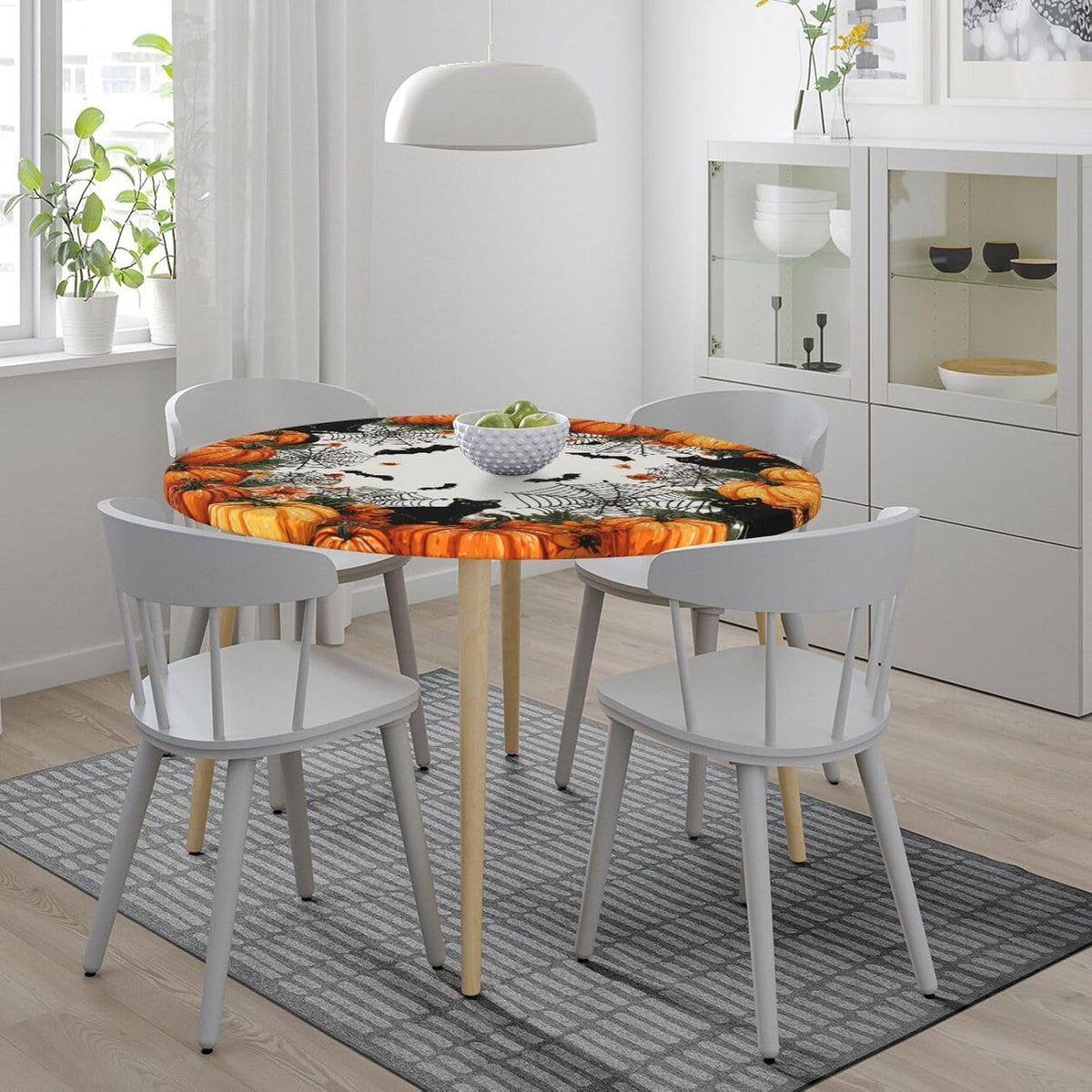 Elastic Edge Round Fitted Tablecloth, Waterproof Cover for 40"-44" Tables