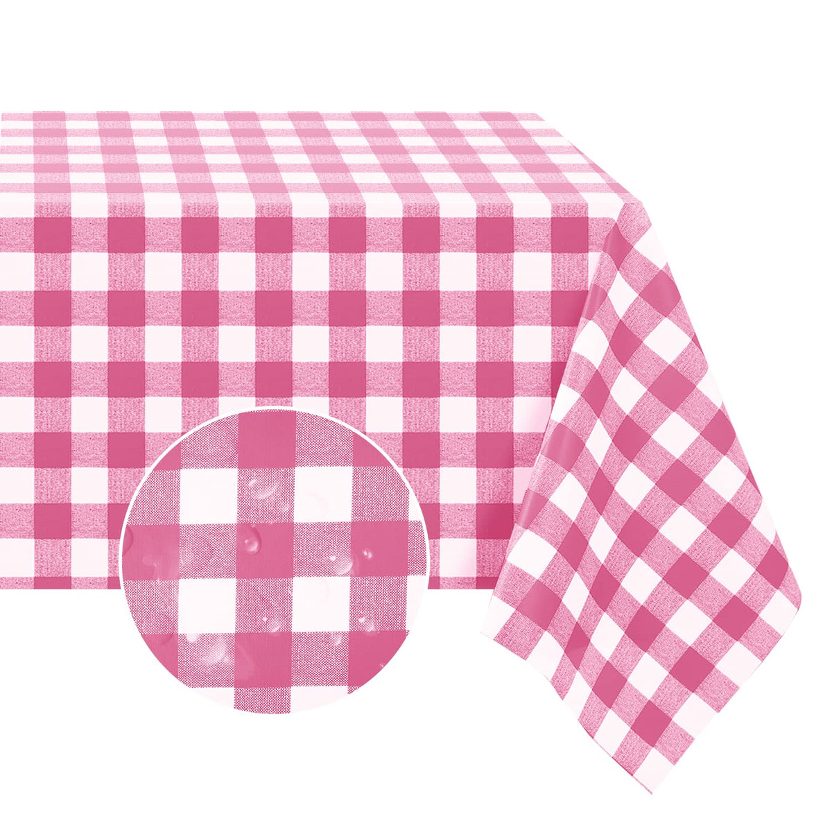 Romanstile Gingham Vinyl Tablecloth, Rectangle 54 x 78, Light Blue