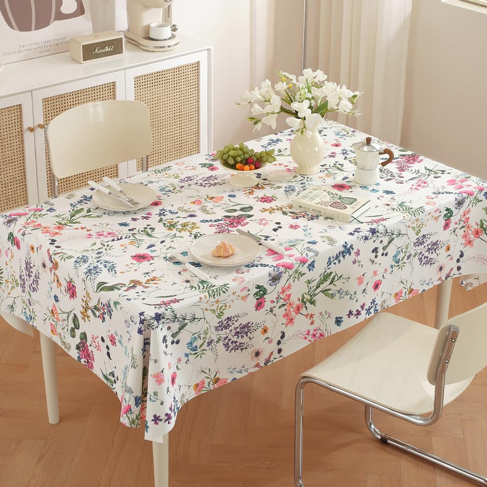 TruDelve Heavy Duty Vinyl Table Cloth Plastic Table Cloth for Kitchen Dining Table Wipeable PVC Waterproof Tablecloth for Rectangle Table(54"x72",Geometry)