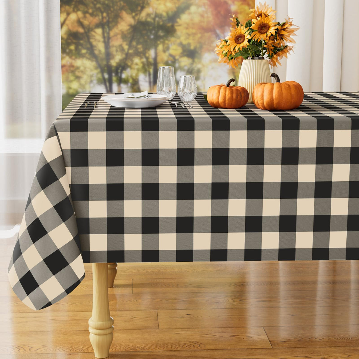 misaya Rectangular Waterproof Vinyl Table Cloth, Flannel Backed Tablecloth