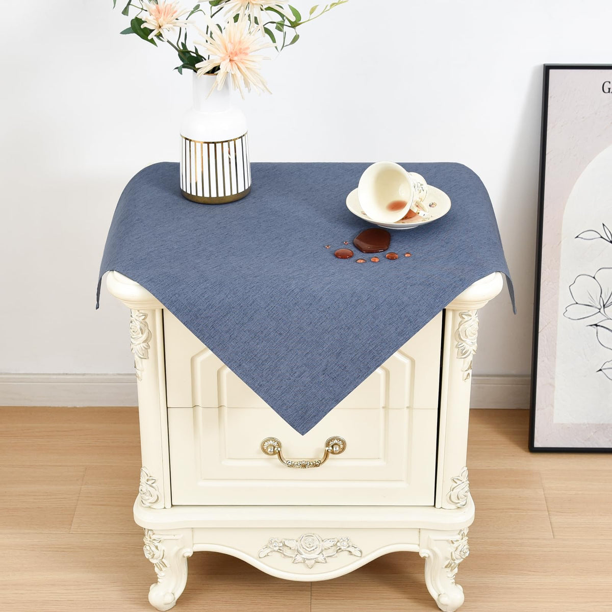 Wolkemer Oval Tablecloth 60 x 84 Inches Faux Linen Water Resistant