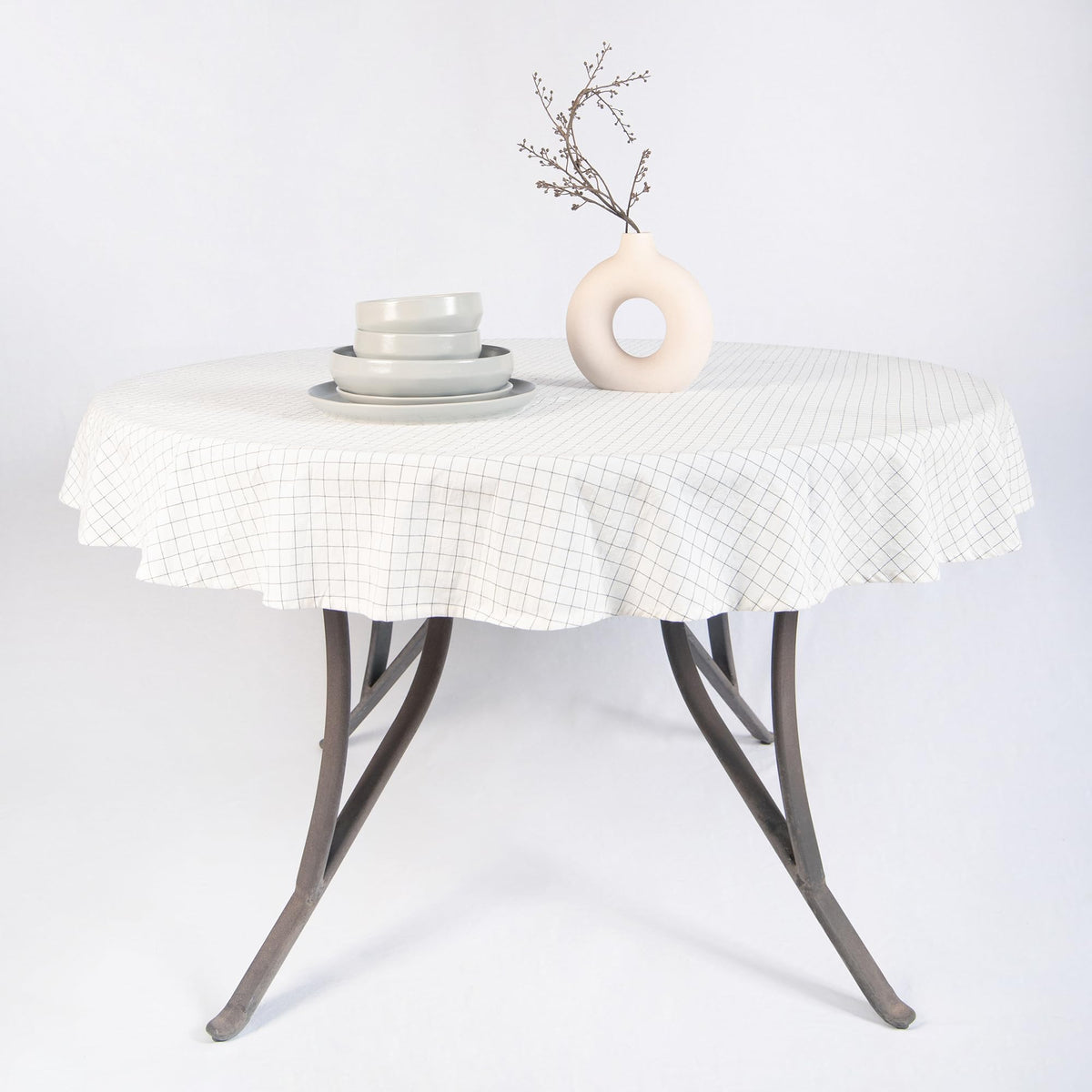 MONDAY MOOSE Ruffle Farmhouse Rustic Rectangle Natural Stonewashed Cotton Tablecloth for Kitchen, Dining Room, Restaurant (60x86 inch, Teal Green)
