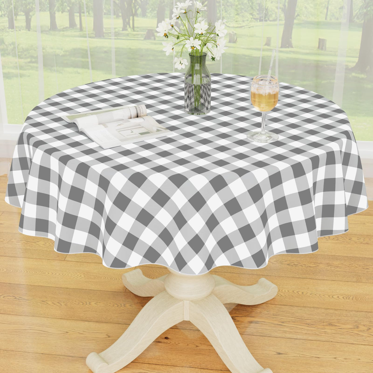 Smiry Fall Tablecloth, Flannel Backed Vinyl Table Cloth, 60"x84"