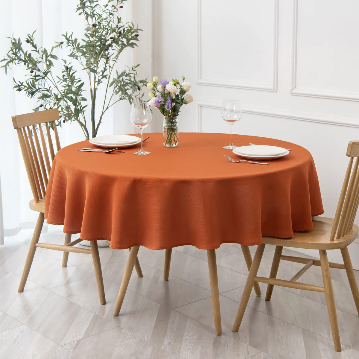 maxmill Rectangle Textured Tablecloth Waterproof Spillproof Wrinkle Free Table Cloth, Kitchen Dining Tabletop Decoration, Fabric Table Cover for Outdoor and Indoor Use, 52 x 70 Inch, Beige