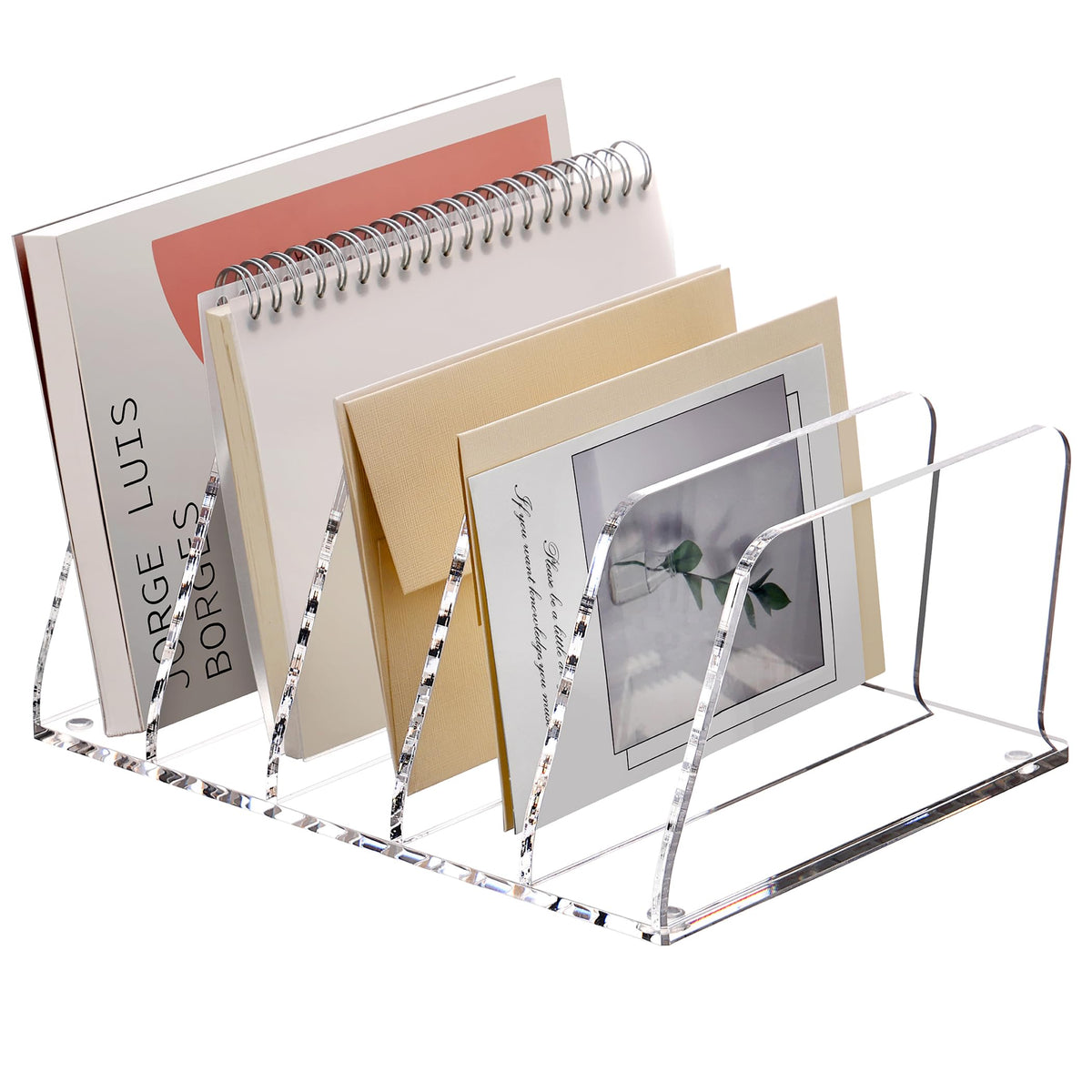 SANRUI Acrylic Mail Sorter Desktop Organizer Holder, 2 Compartments Clear