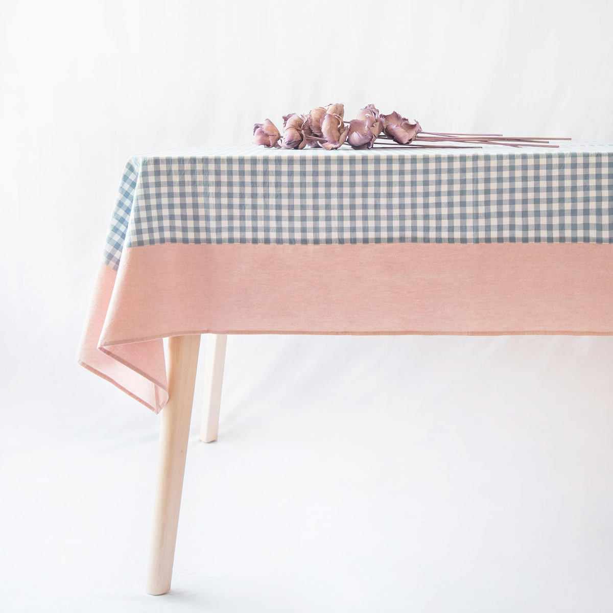 MONDAY MOOSE Ruffle Farmhouse Rustic Rectangle Natural Stonewashed Cotton Tablecloth for Kitchen, Dining Room, Restaurant (60x86 inch, Teal Green)