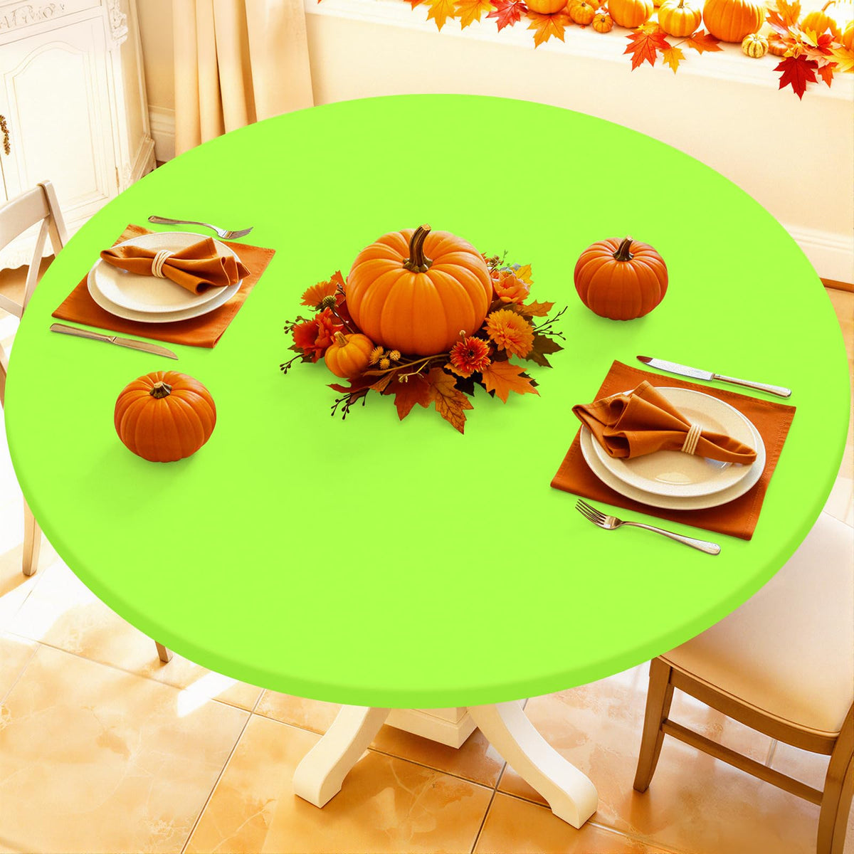 Moosfor Spandex Round Tablecloth, Fitted Table Cloth for 45"-56" Tables