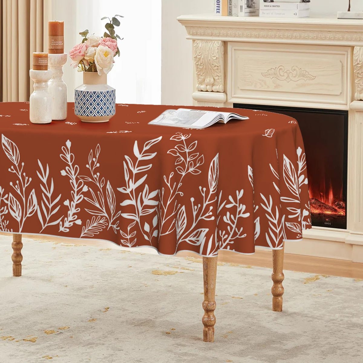 Horaldaily Fall Tablecloth 60 x 84 Inch Rectangular Thanksgiving Orange