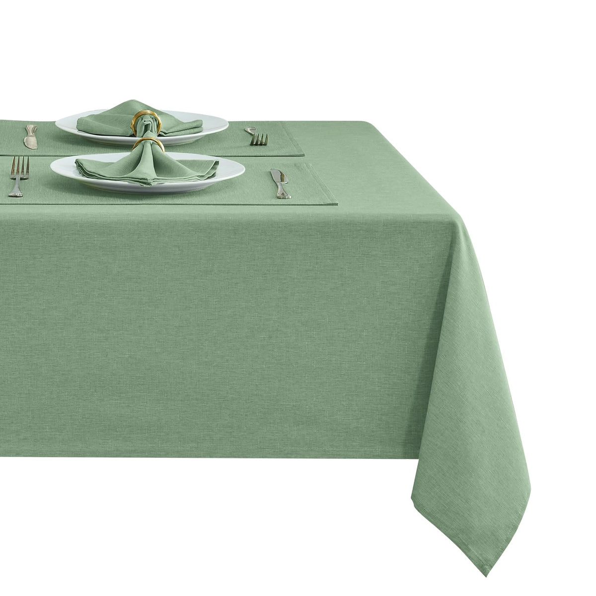 Flaxen 52x70 Rectangular Polyester Linen Farmhouse Tablecloth
