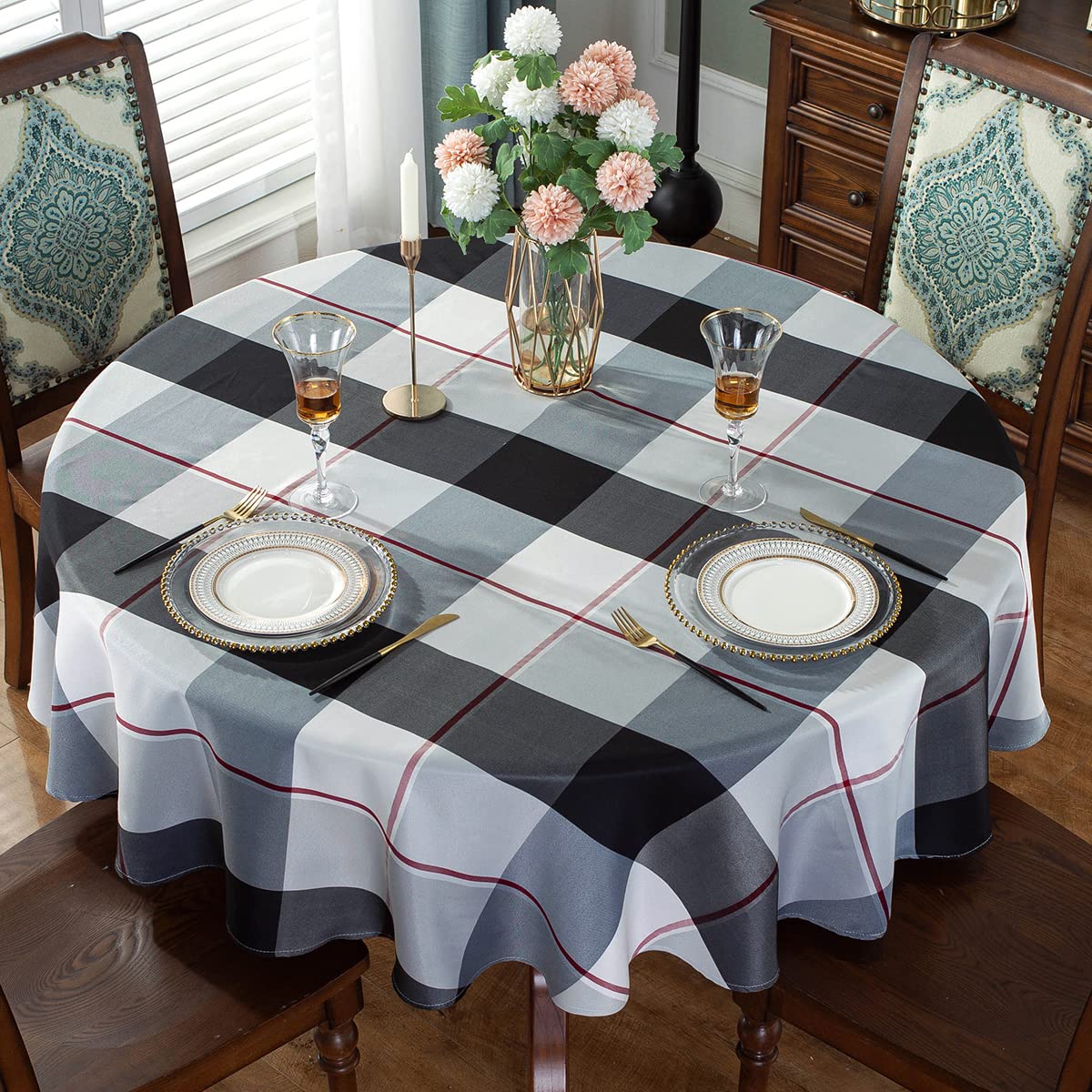 SASTYBALE Rectangle Tablecloth 52 x 70 Inch, Red, Checkered Table Cloths