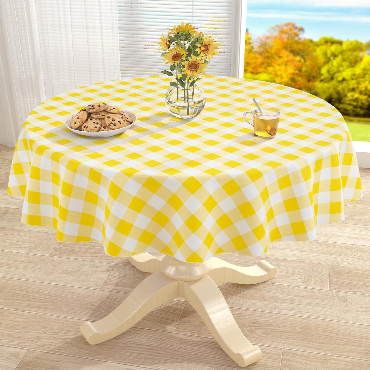 misaya Rectangular Waterproof Vinyl Table Cloth, Flannel Backed Tablecloth