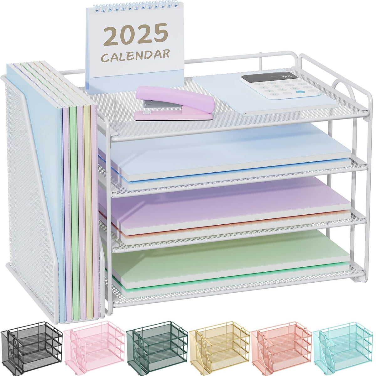 Spacrea 4-Tier Paper Organizer for Desk with File Organizer