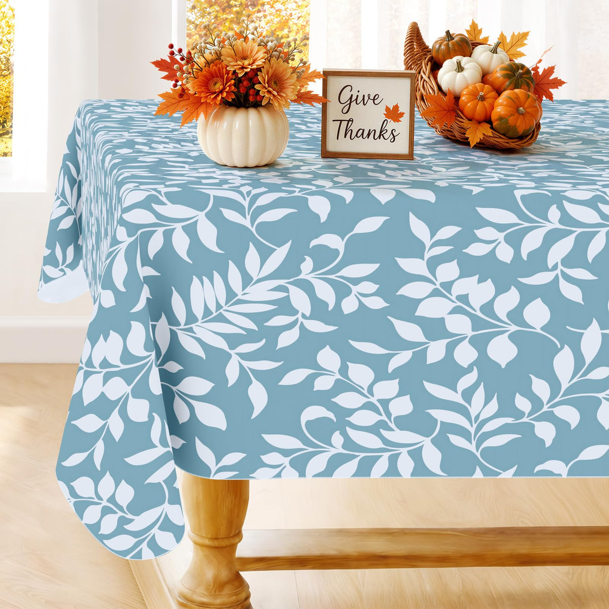 Smiry Rectangle Table Cloth, Waterproof Vinyl Tablecloths with Flannel Backing, Wipeable Spillproof Plastic Wood Grain Table Cover for Dining, Indoor and Outdoor (Beige, 60 "x 84")