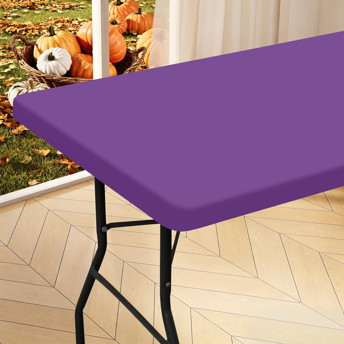 homing Rectangle Table Cloth Cover 6 Foot Black Elastic Fitted Tablecloth
