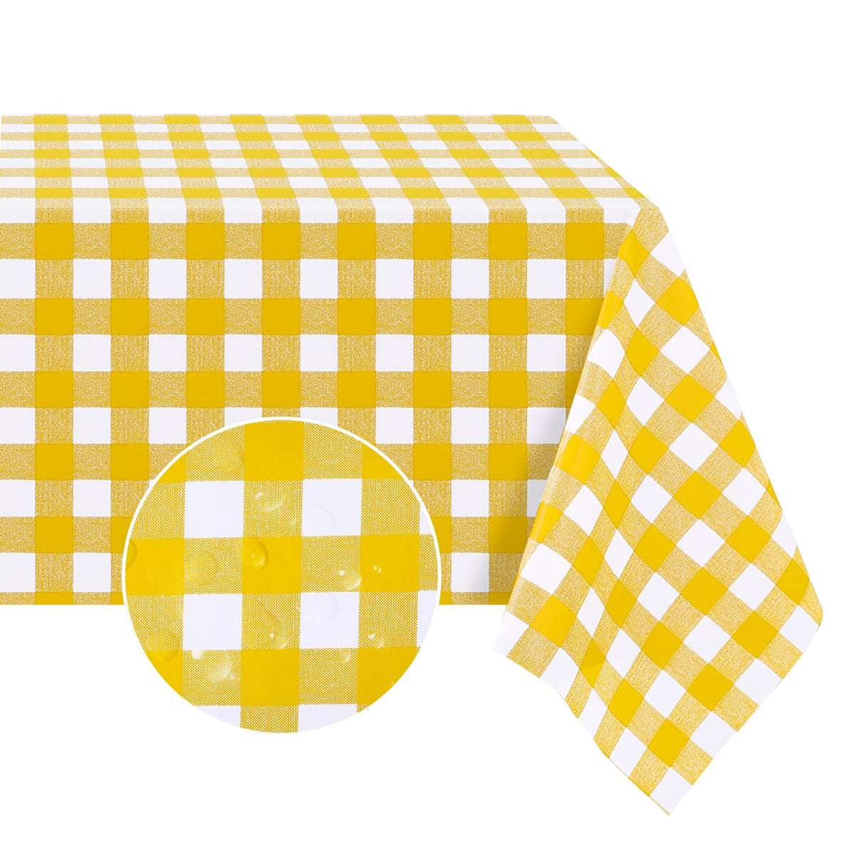 Romanstile Gingham Vinyl Tablecloth, Rectangle 54 x 78, Light Blue